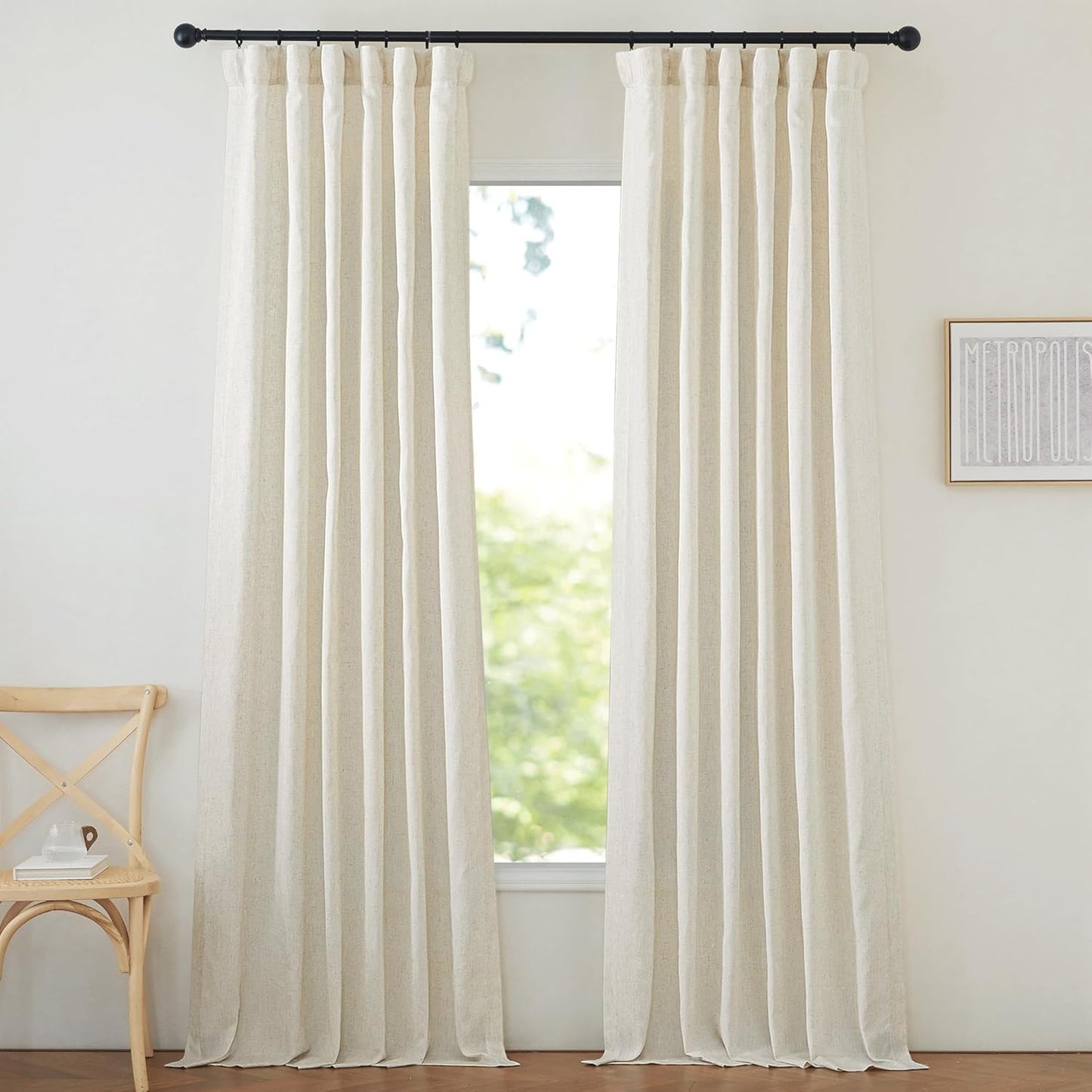 Thick Flax Natural Linen Curtains for Bedroom and Living Room