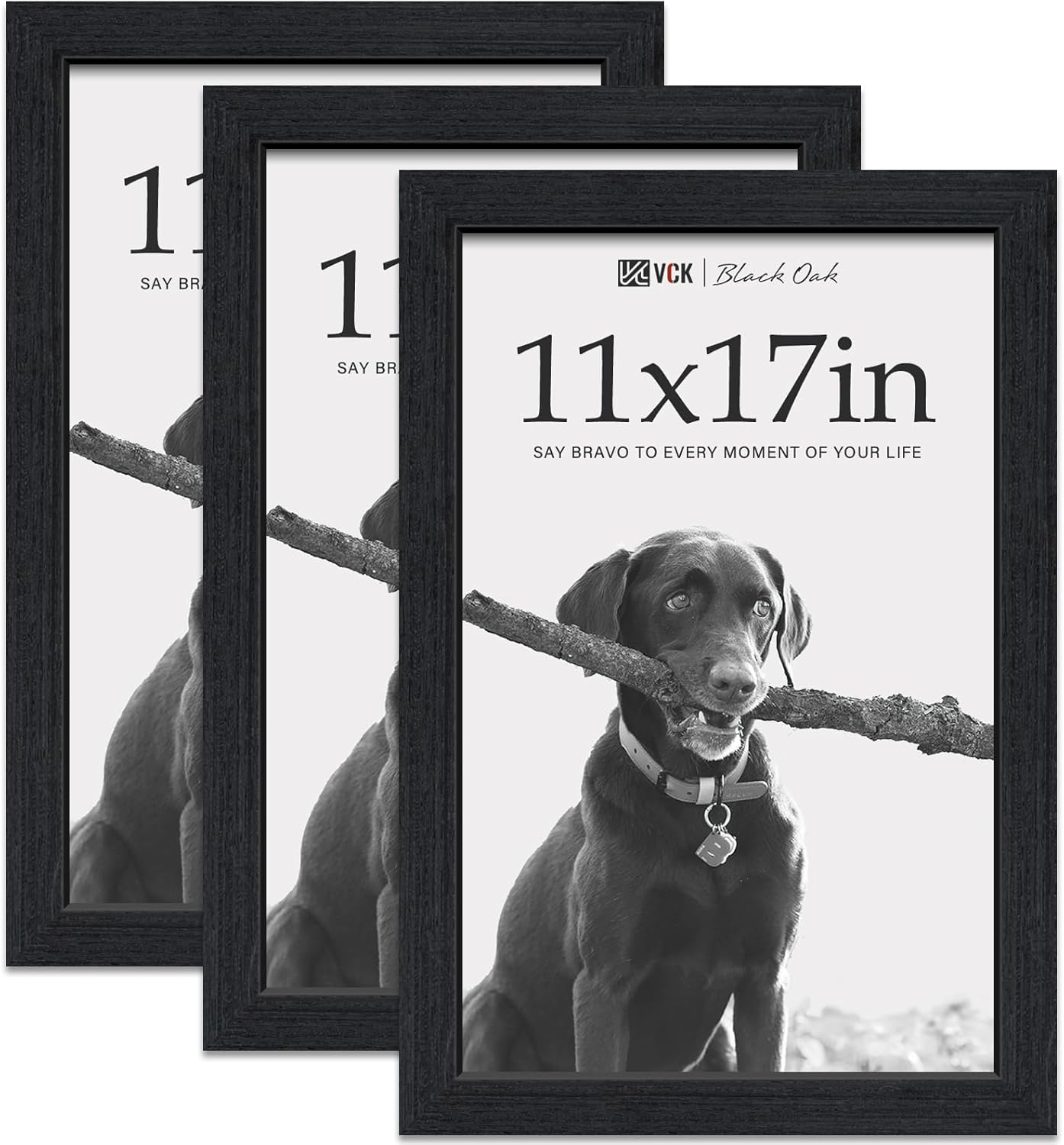 VCK 11x17 Picture Frame 3 Pack - Black Oak Solid Wood Design