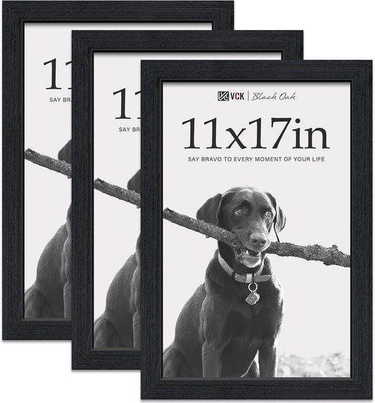 VCK 11x17 Picture Frame 3 Pack - Black Oak Solid Wood Design