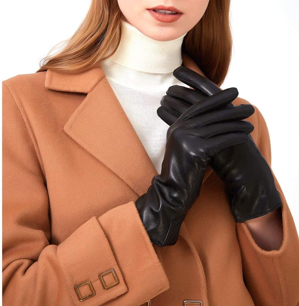 ZLUXURQ Soft Sheepskin Leather Gloves - Cashmere Lined