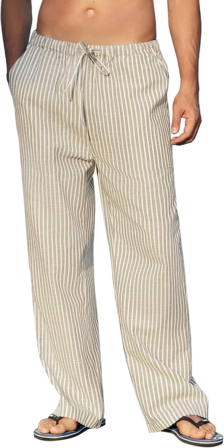 COOFANDY Mens Casual Linen Pants for Summer Comfort
