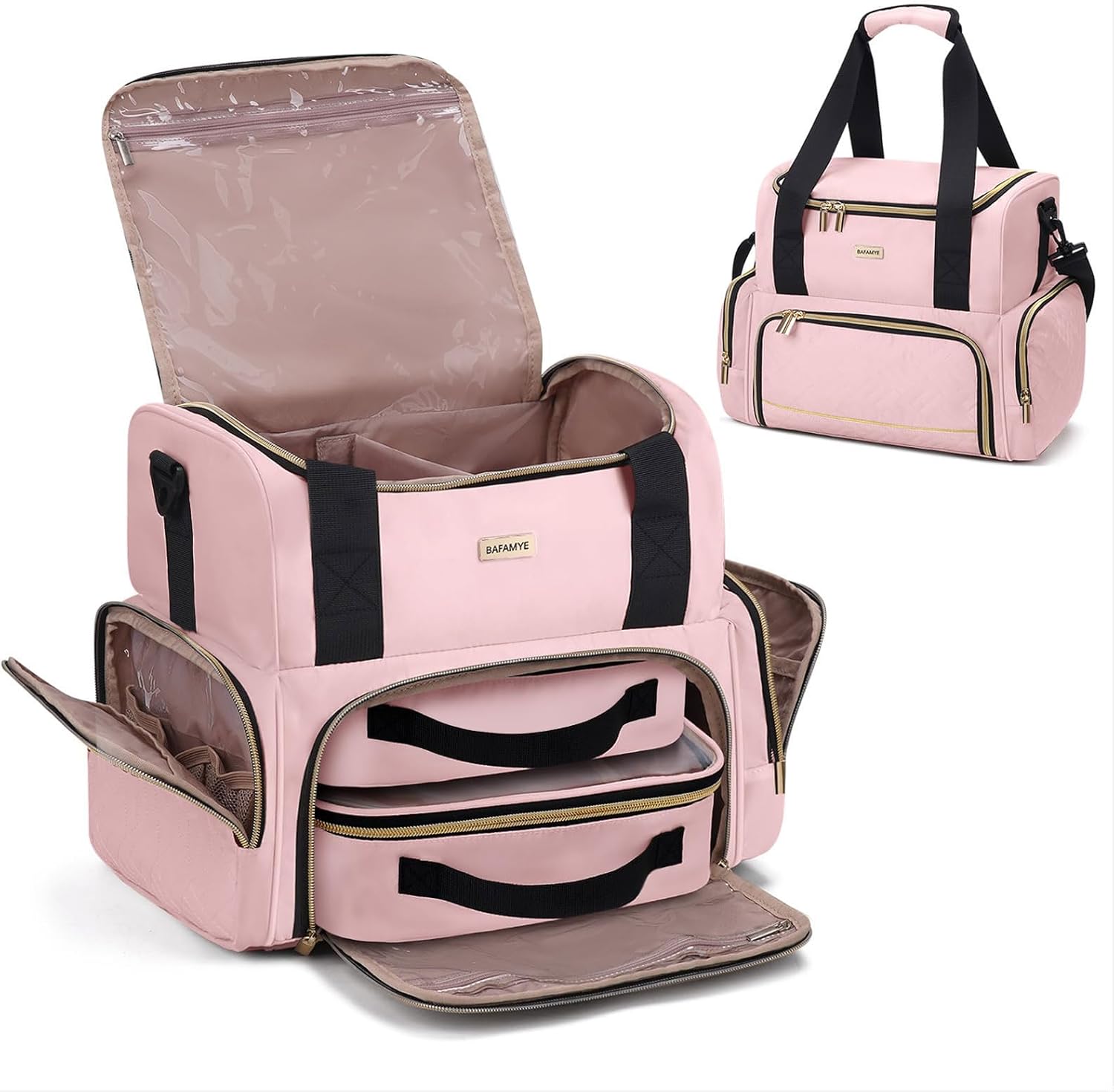 Large Makeup Cosmetic Bag with 2 Removable Cases for Travel