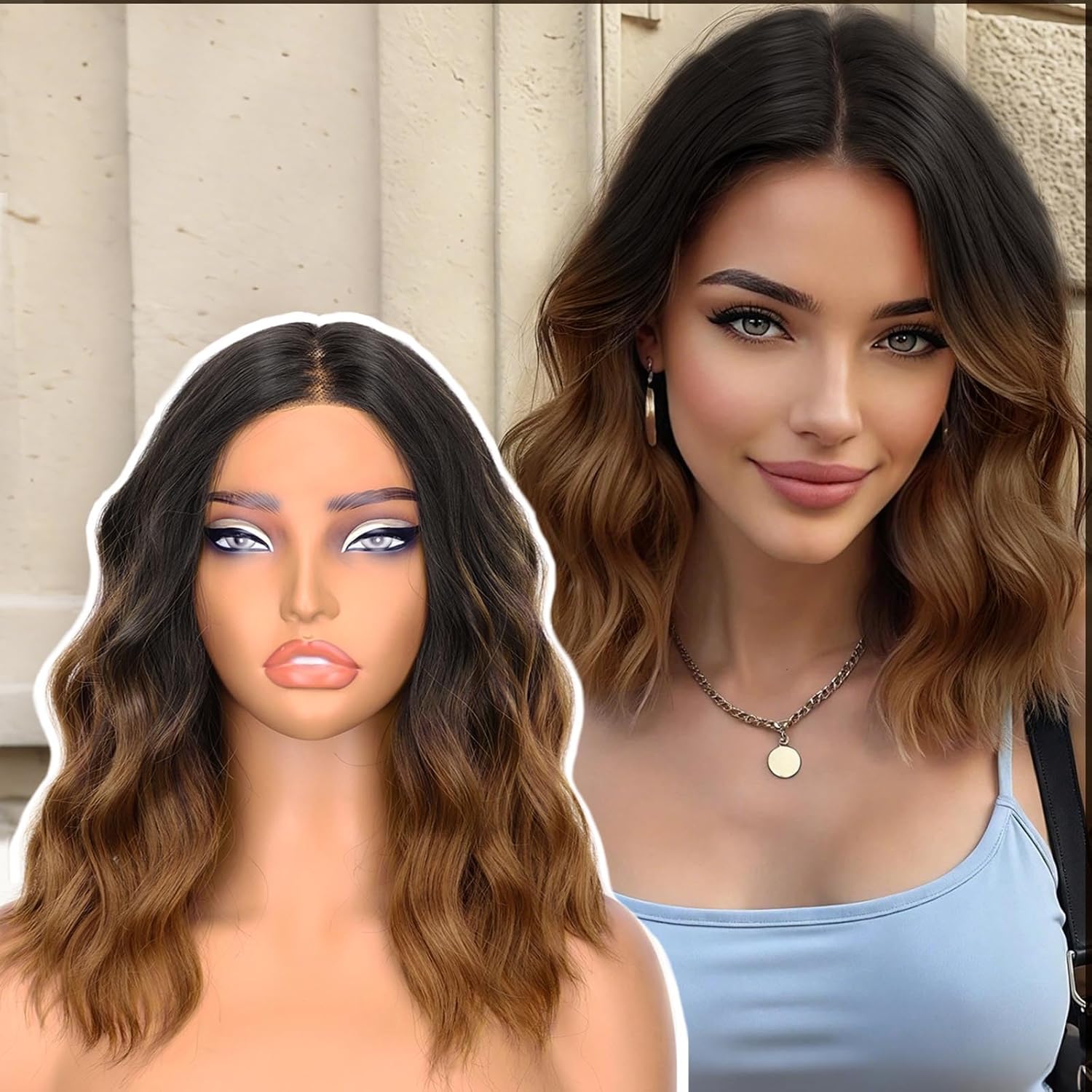 Ombre Brown 14 Inch Wigs for Women - Stylish and Easy to Wear