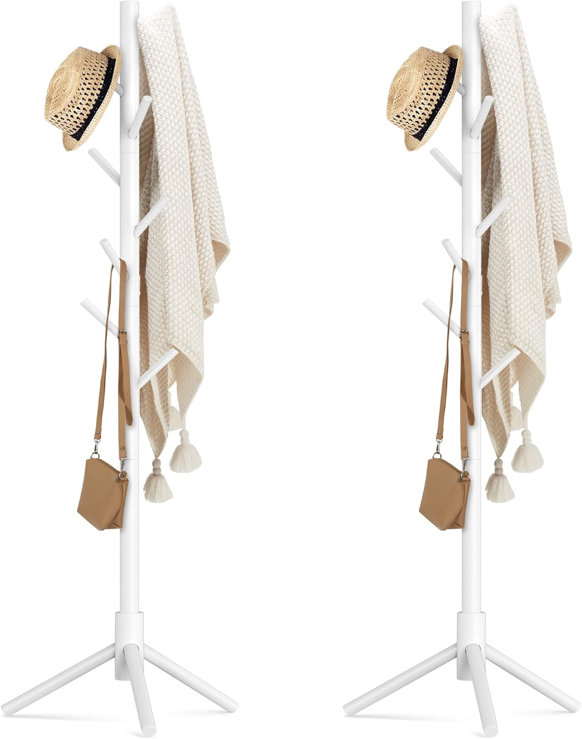 Haddockway Wooden Coat Rack Stand with Adjustable Height Hooks