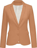 Womens Notched Lapel Pockets Button Work Blazer Jacket - Classic Suit