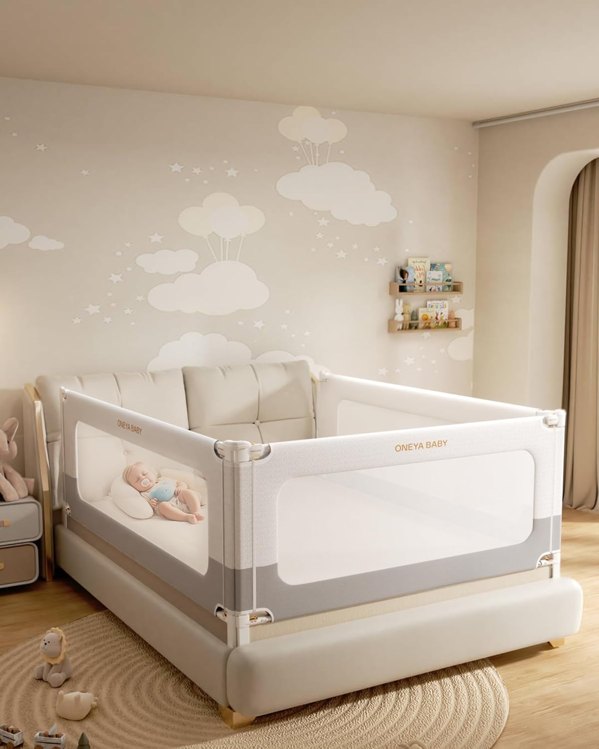3 Piece Bed Rails for Queen Bed - Safe Toddler Bed Guard