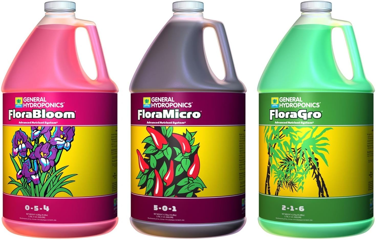 General Hydroponics Flora Grow Bloom Micro Fertilizer Combo Pack