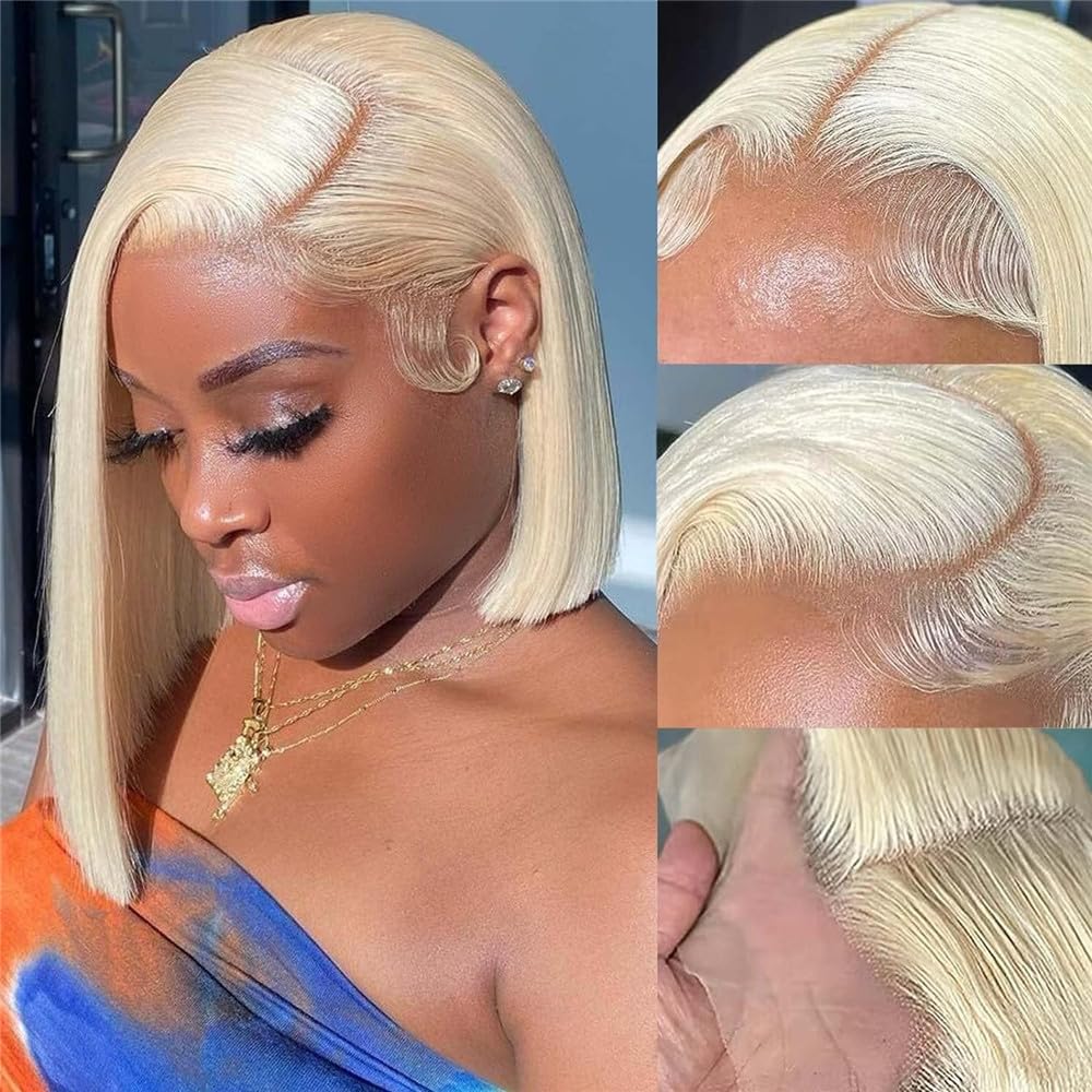 13X4 #613 Blonde Bob Lace Front Wig for Natural Look and Comfort