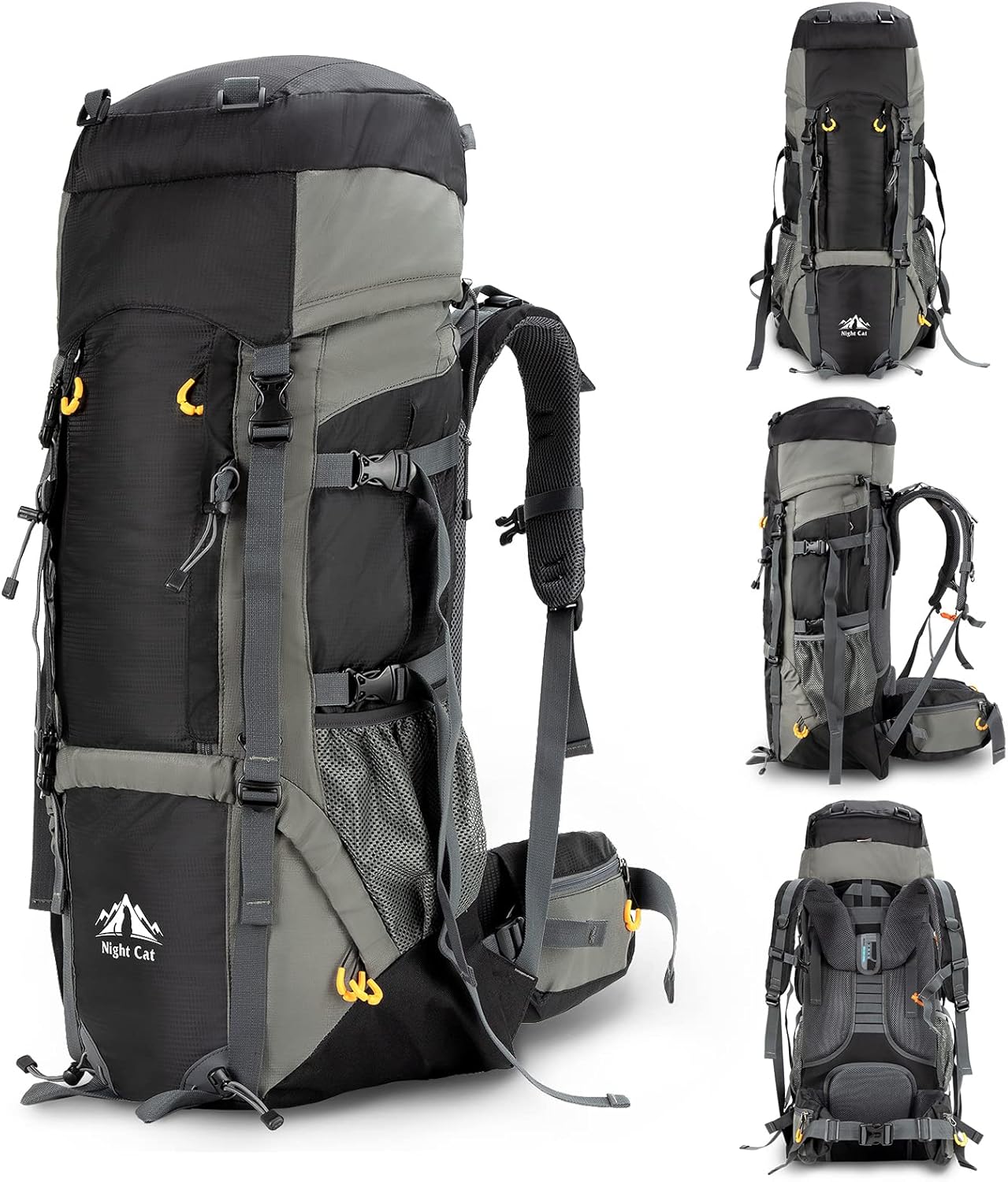 Night Cat 90L Camping Backpack with Internal Frame for Hiking