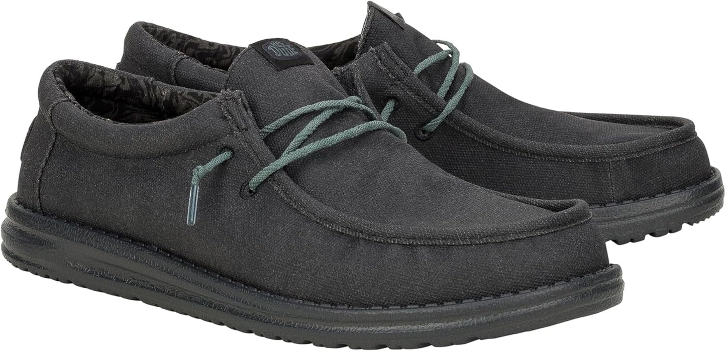 HEYDUDE Men's Wally Washed Canvas Slip-on Loafers for Comfort