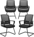 Office Guest Chair with Lumbar Support Mid Back Mesh - 4 Pack