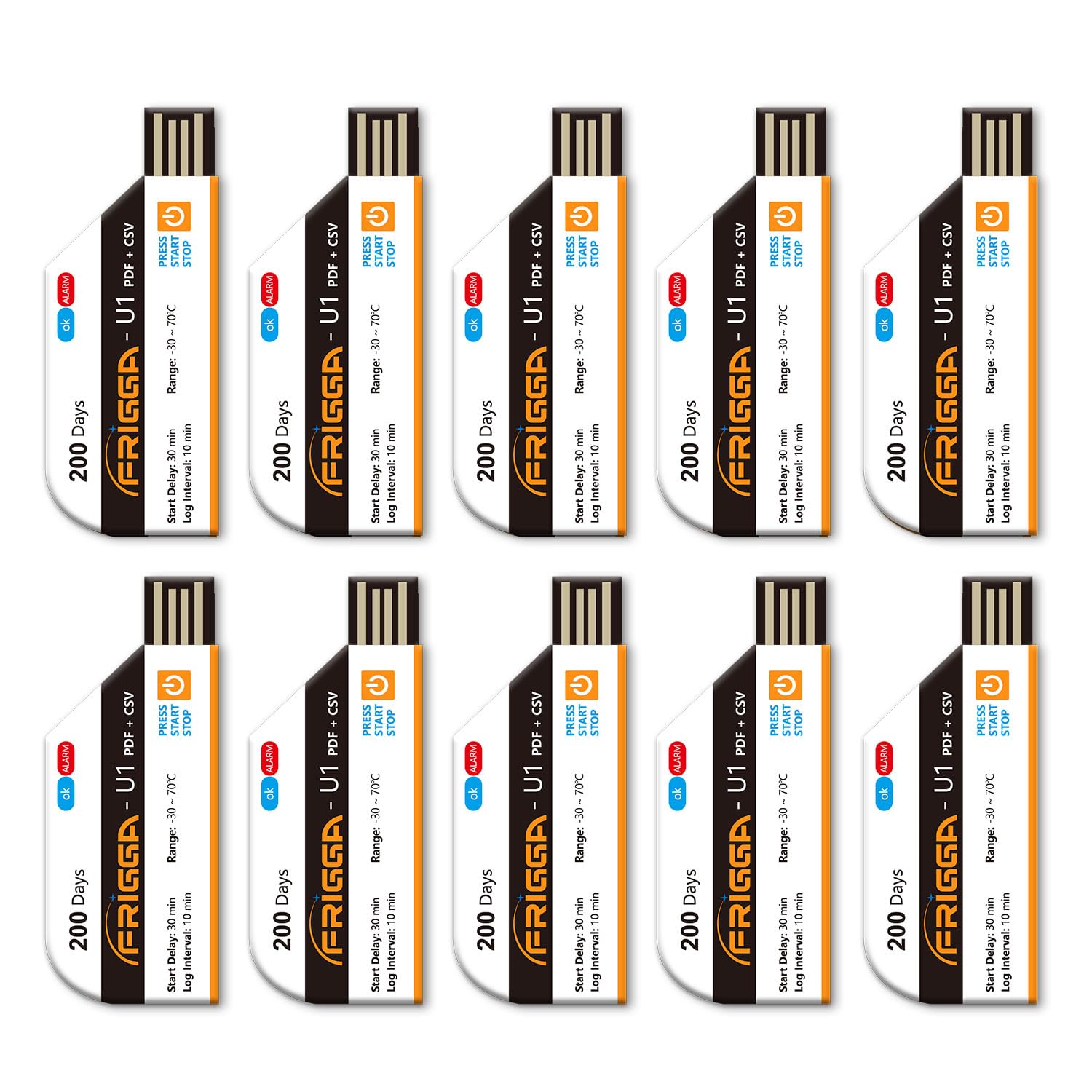 Frigga Temperature Data Logger 10 Pack for Accurate Monitoring