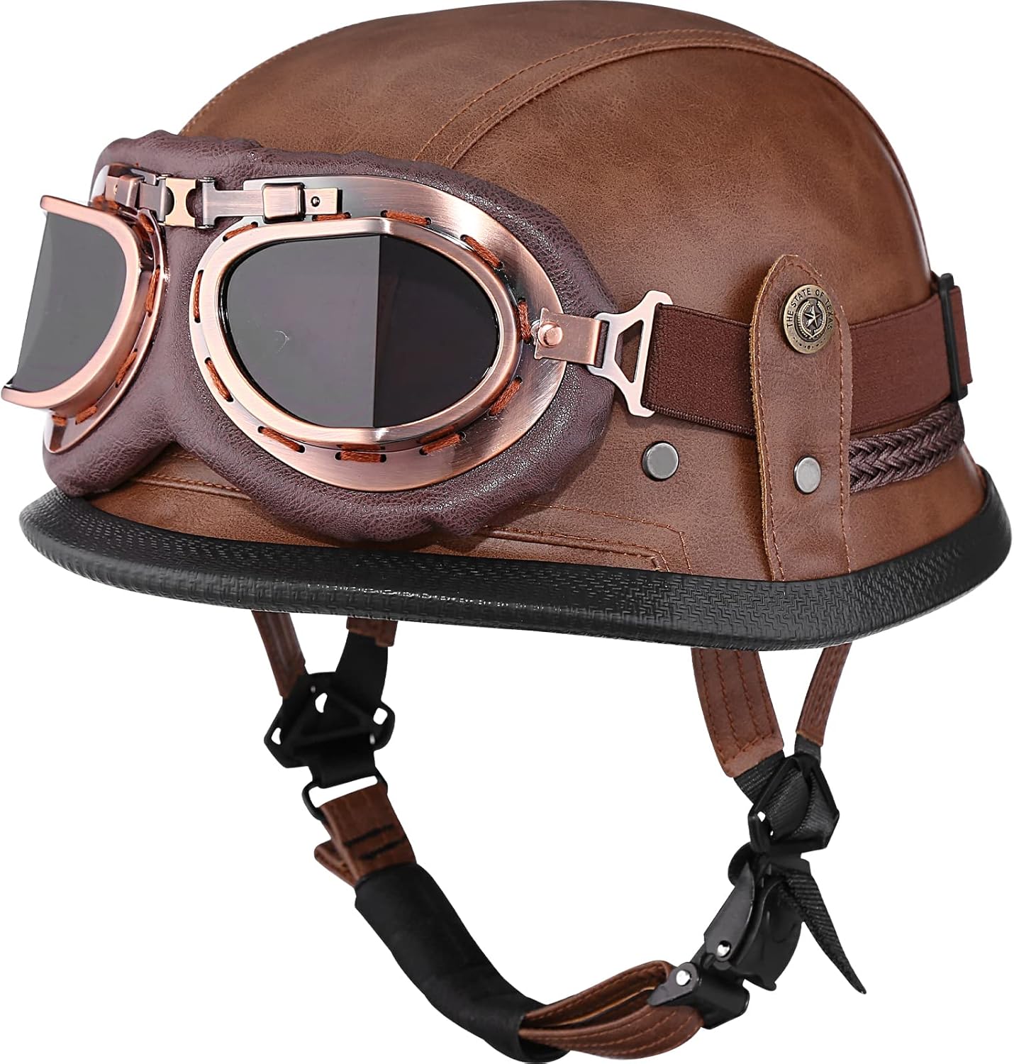 Motorcycle Half Helmet Retro German Handmade Leather Half Face