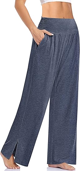 UEU Womens Wide Leg Yoga Pants High Waisted Adjustable Joggers