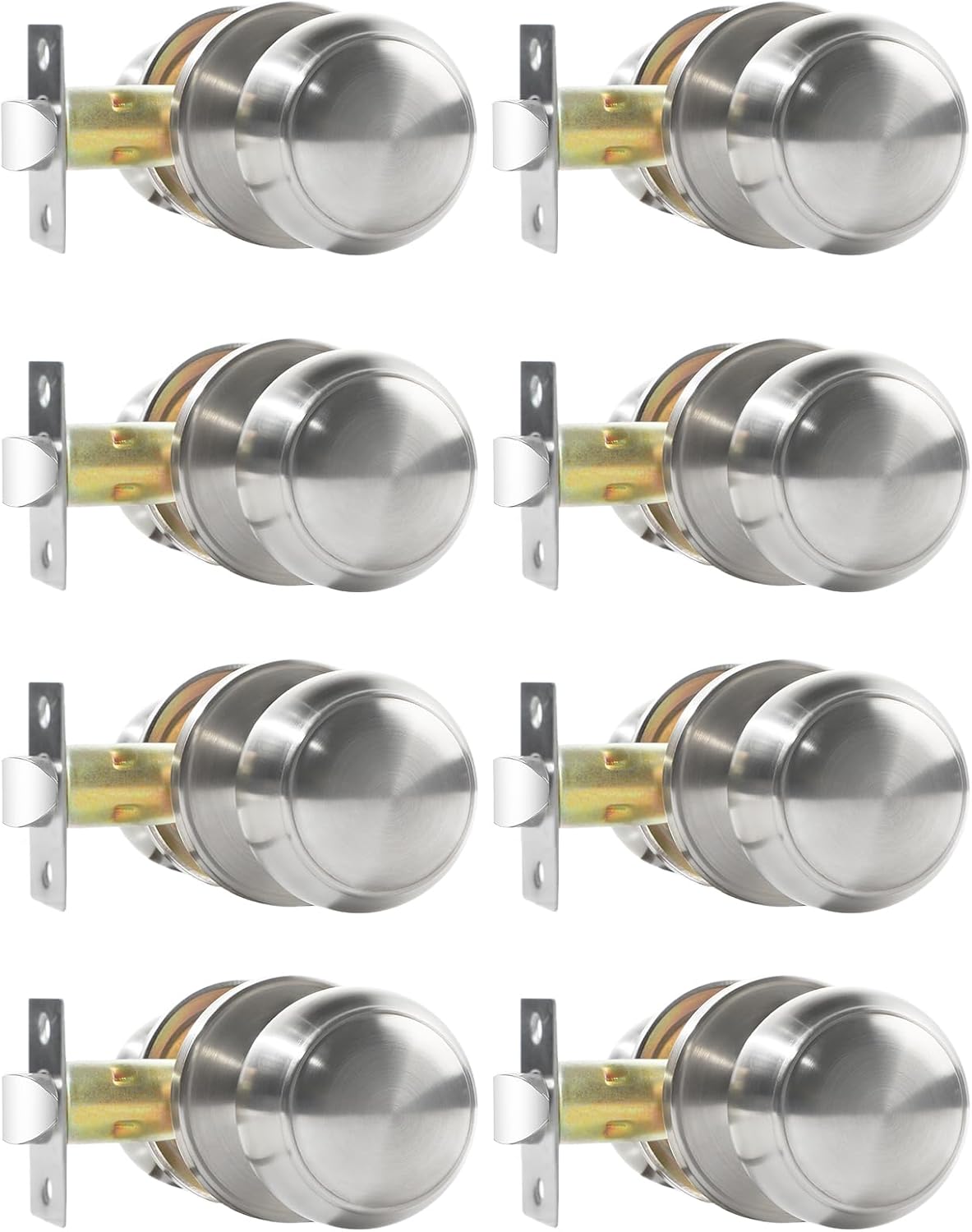 Passage Door Knobs Satin Nickel 8 Pack for Hallway & Closet