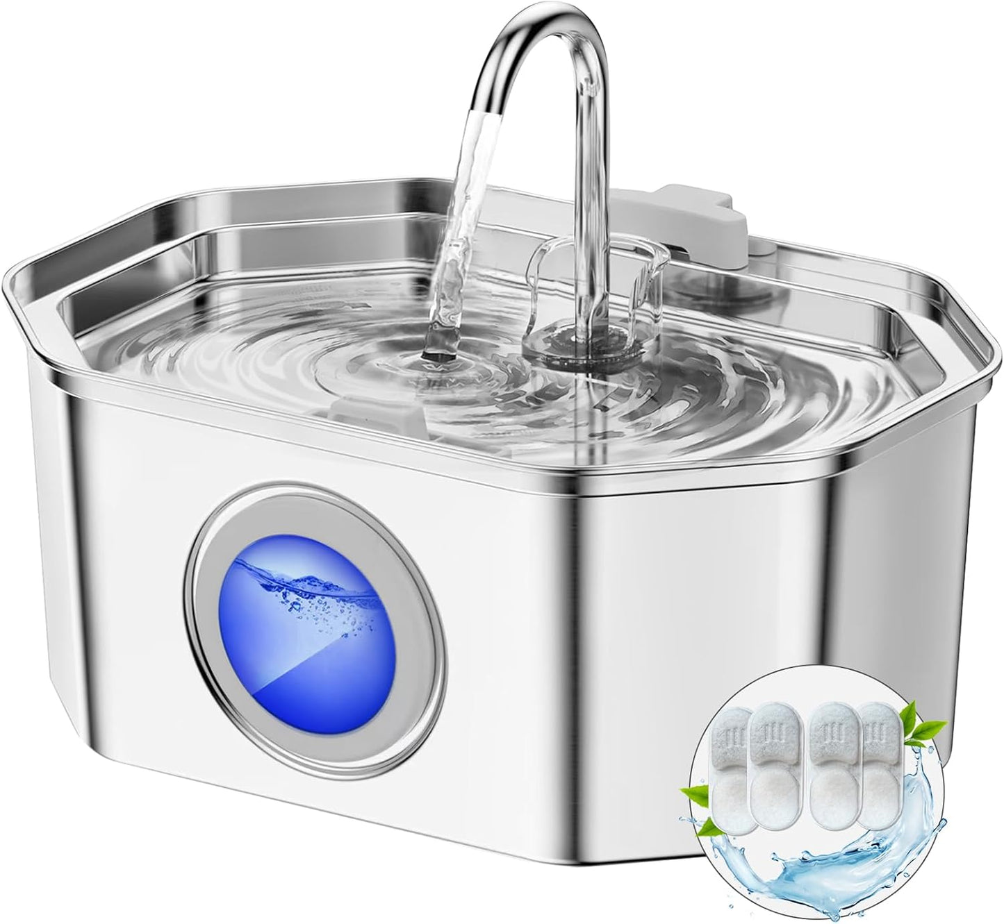 Stainless Steel Cat Water Fountain 108oz for Pets Drinking