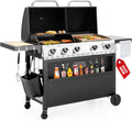 5 Burner Griddle Grill Combo - 2 in 1 Propane Gas BBQ