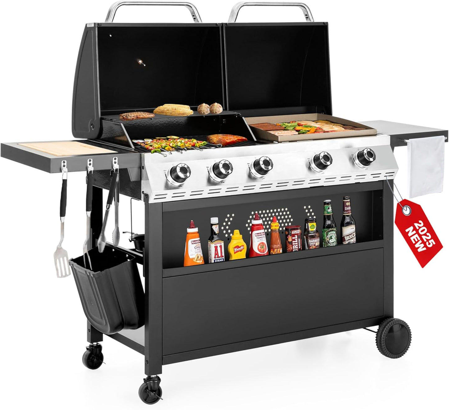 5 Burner Griddle Grill Combo for Outdoor Cooking Enthusiasts
