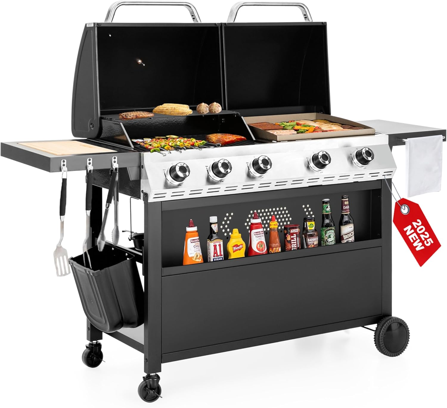 5 Burner Griddle Grill Combo for Outdoor Cooking Enthusiasts