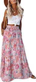 EARKOHA Womens High Waist Tie Paisley Maxi Skirt - Flowy with Pockets