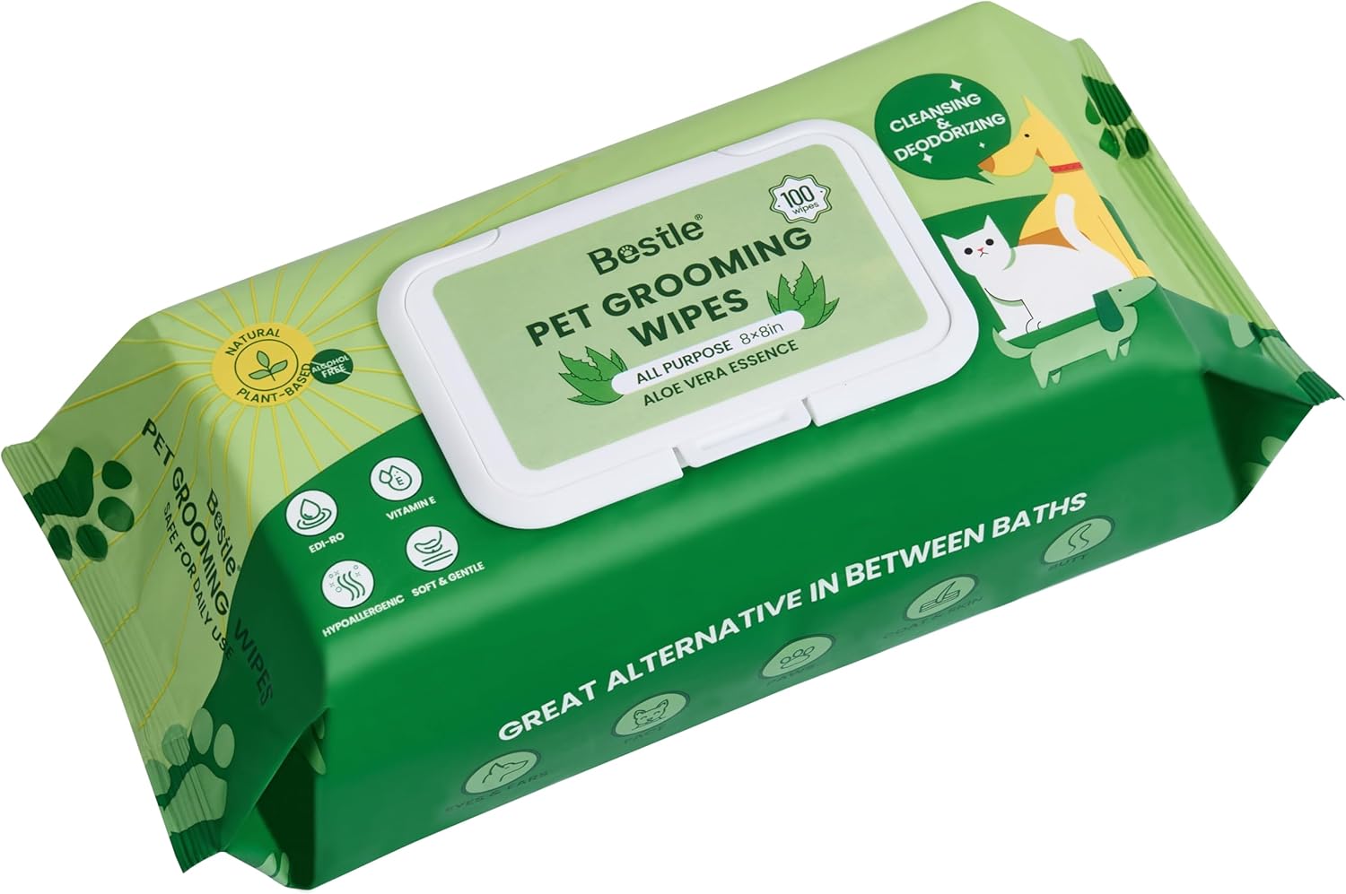 100 Count Conditioning Pet Wipes - Gentle Cleaning & Shine