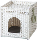 Cat Litter Box Enclosure Furniture - Hidden Rattan Litter Box