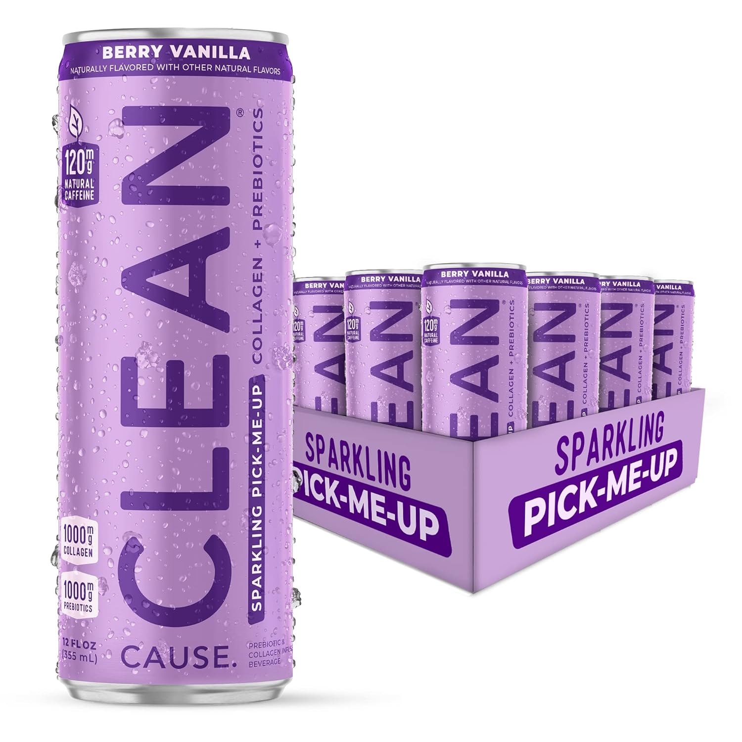 CLEAN Cause Berry Vanilla Sparkling Pick-Me-Up with Prebiotics