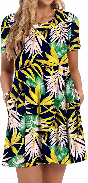 CHARMYI Tshirt Dresses for Women Casual Summer Dress with Pockets