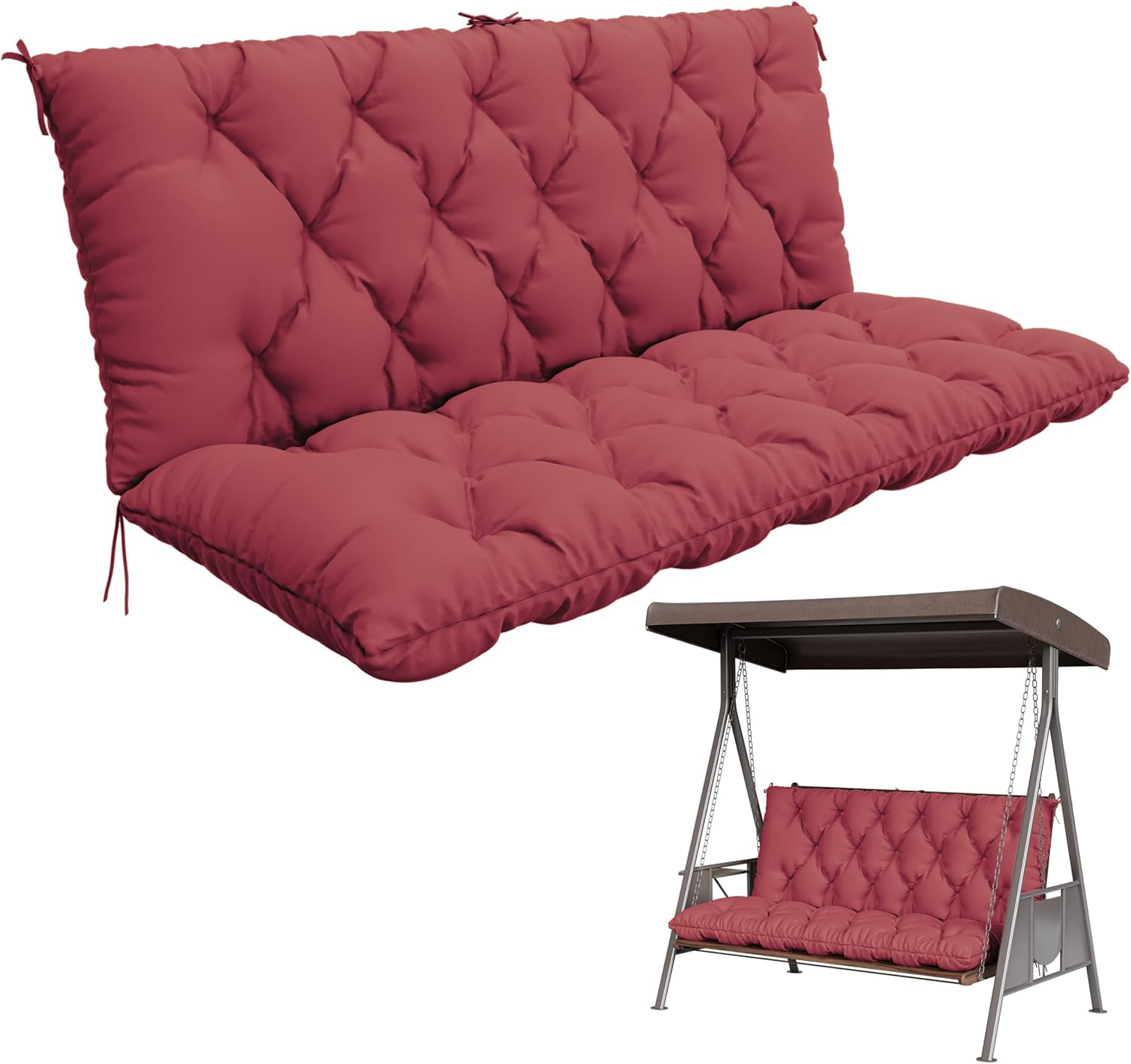 Porch Swing Cushion with Backrest for Outdoor Furniture Comfort