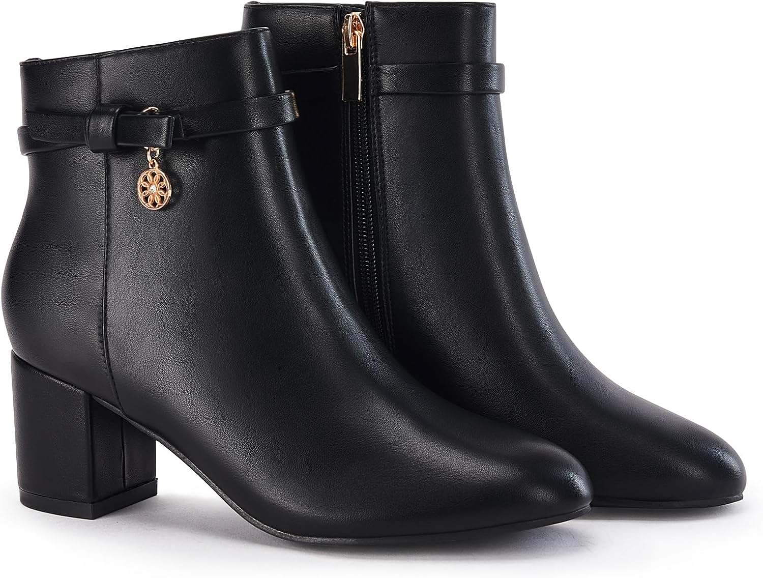 Coutgo Women's Vintage Tie Knot Ankle Boots with Block Heel