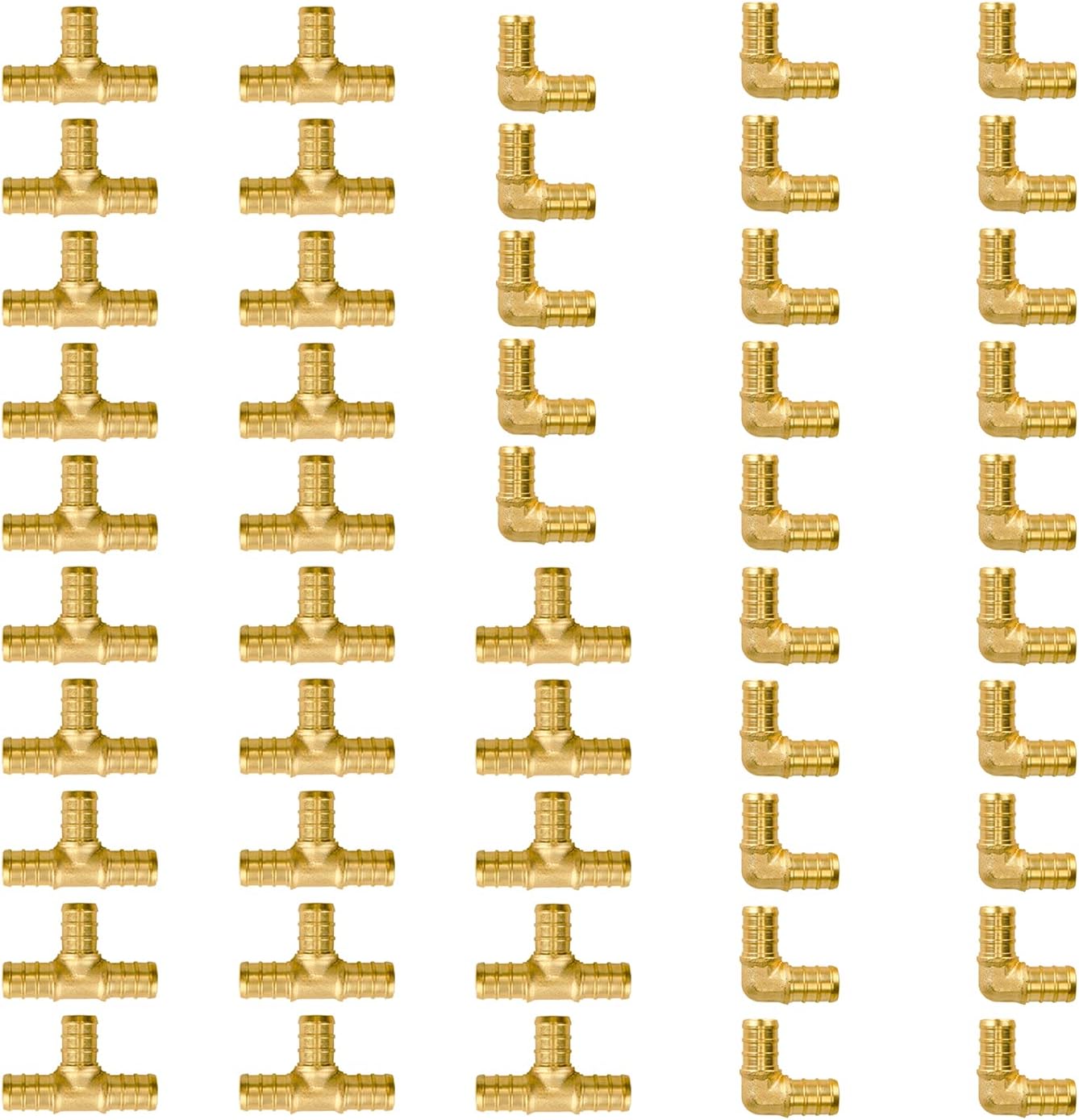SUNGATOR 1/2 inch Pex Fittings 50-Pack Brass Crimp Kit