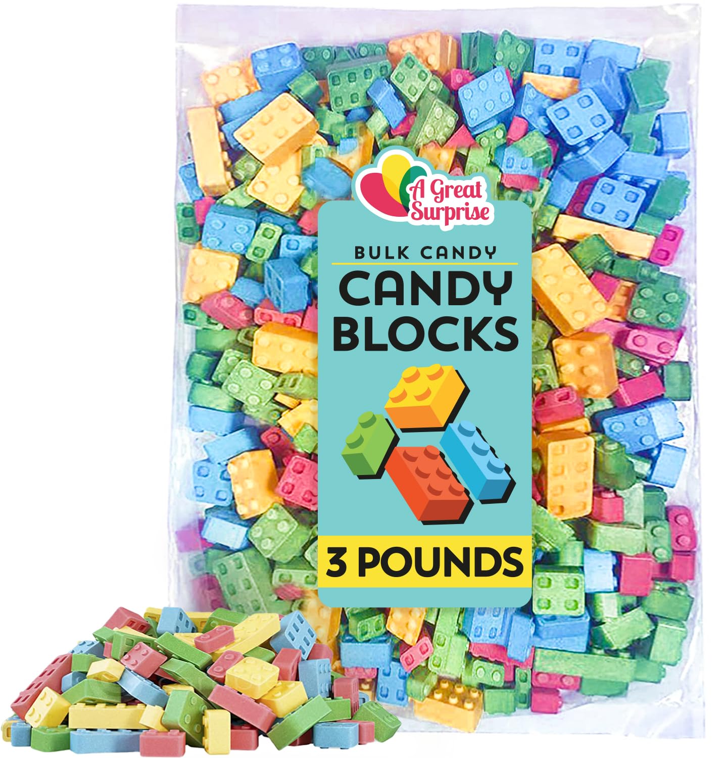 Building Blocks Candy - 3 Pound Bag of Edible Candy Bricks