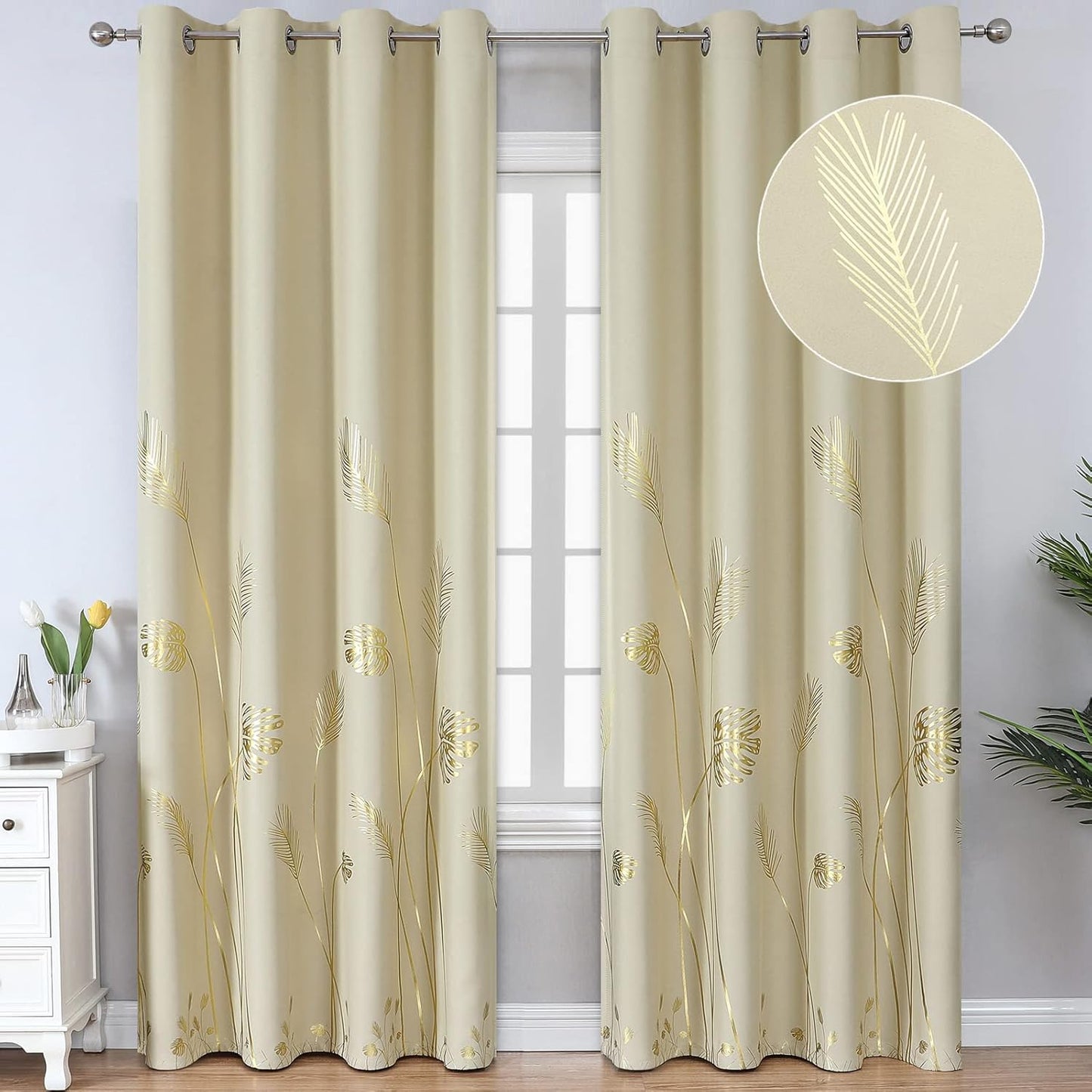 Elegant Palm Tree Pattern Blackout Curtains for Home Decor