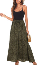 Bluetime Women Flowy Long Skirt - Pleated High Waisted Maxi for Summer