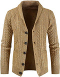 Men's Wool Blend Cable Knit Shawl Collar Cardigan - Cozy Everyday