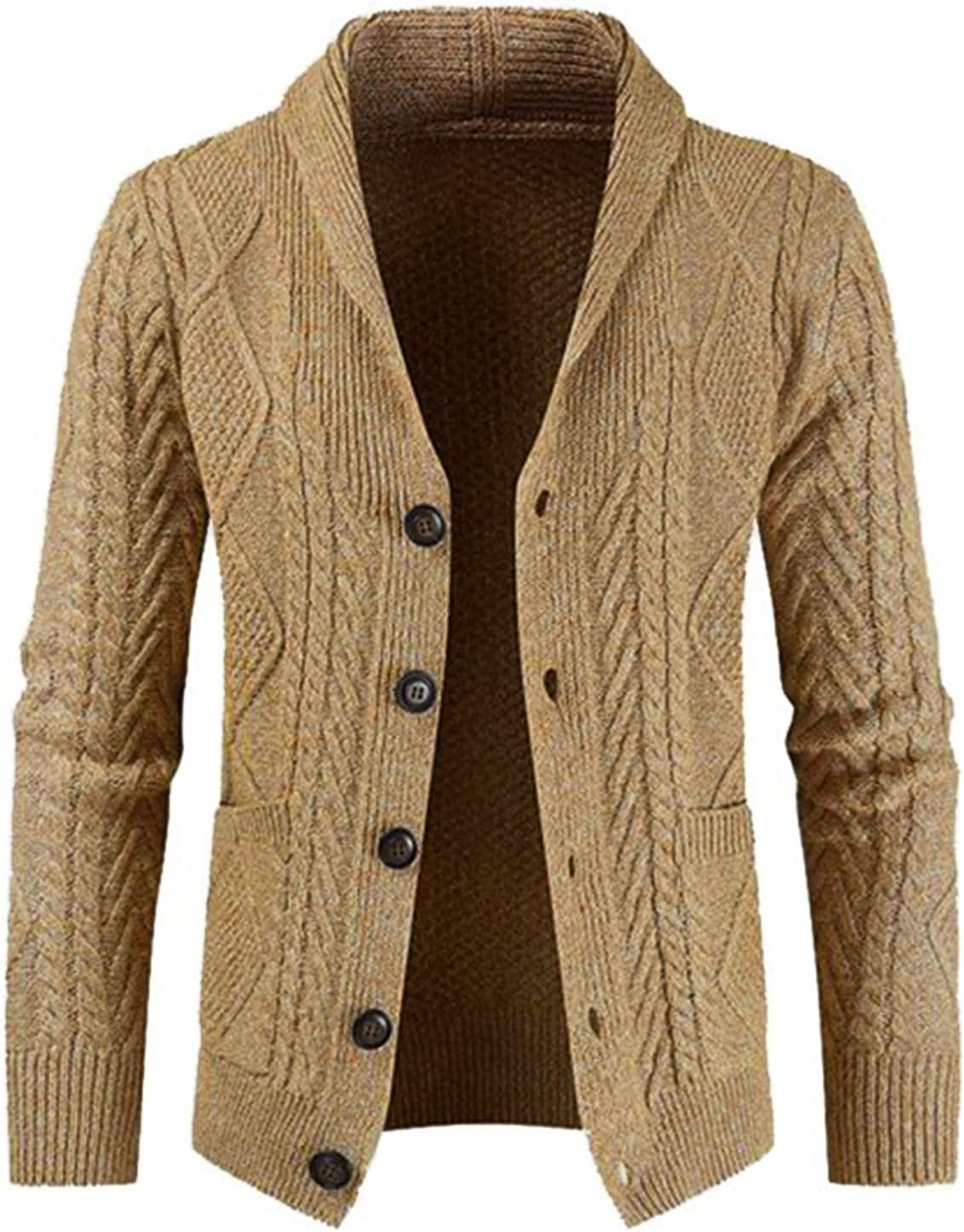 JMIERR Men's Casual Wool Blend Long Sleeve Cardigan Sweater