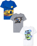 Boys' Vehicle Short Sleeve Graphic T-Shirts 3-Pack - Durable, Soft Fit