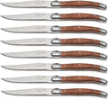 Laguiole Steak Knife Set 8-Piece - Sharp 9in Blades with Wood Handles