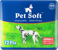 Pet Soft Disposable Male Dog Wraps - Puppy Diapers Small, 12pcs