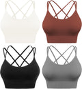 Cross Back Sport Bras for Women - Padded Strappy Criss Cross