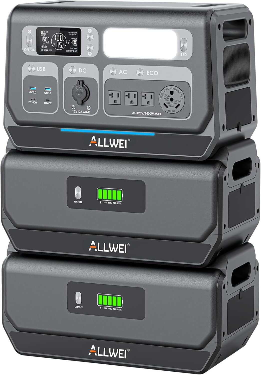ALLWEI 2400W Portable Power Station: 9144Wh Backup Power