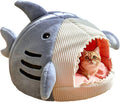 QWINEE Cat Mat Shark-Shaped Kennel Kitten Bed Hideout House - Cozy