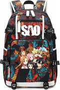11.8in Anime Sword Art Online Canvas Backpack - USB Charging Port