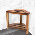 Acacia Wood Corner Shower Stool with Storage - Sit & Shave in Style!