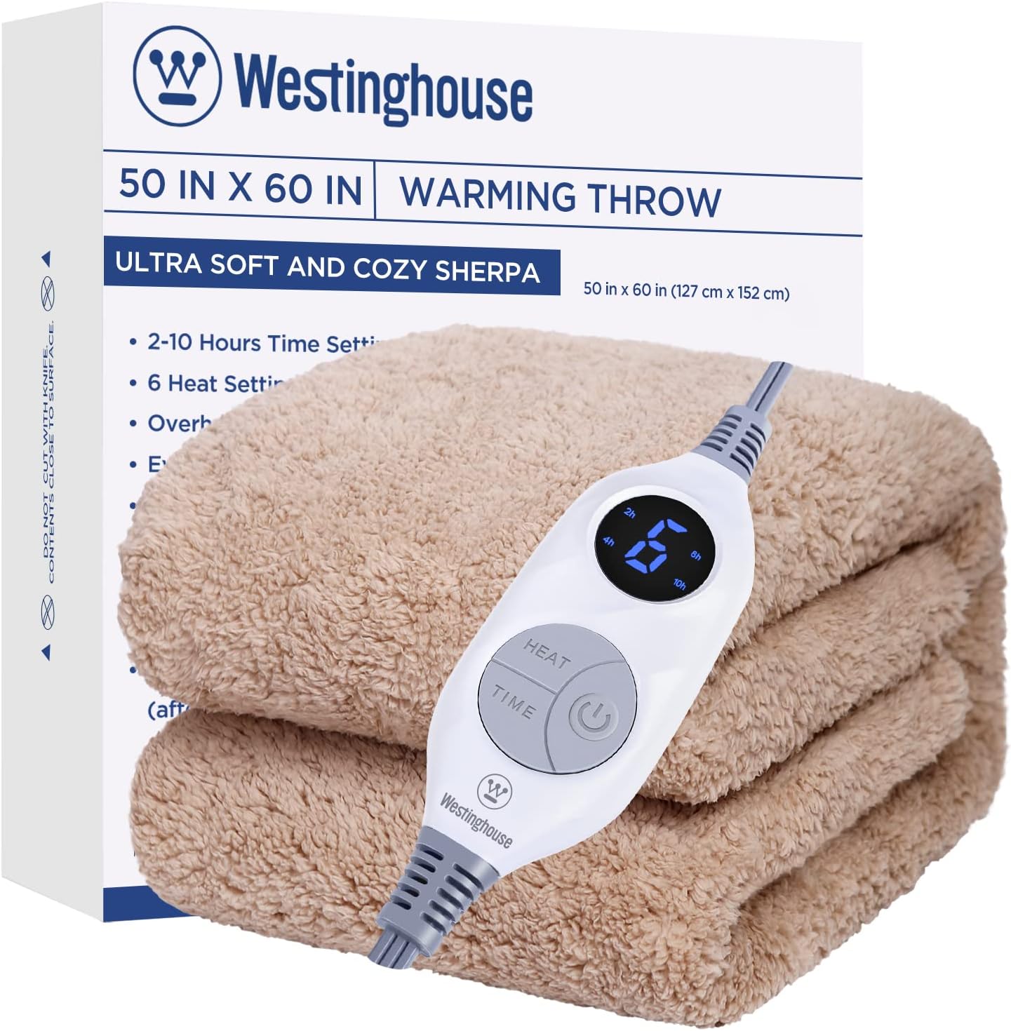 Westinghouse Electric Blanket Throw, Soft Plush Sherpa Comfort