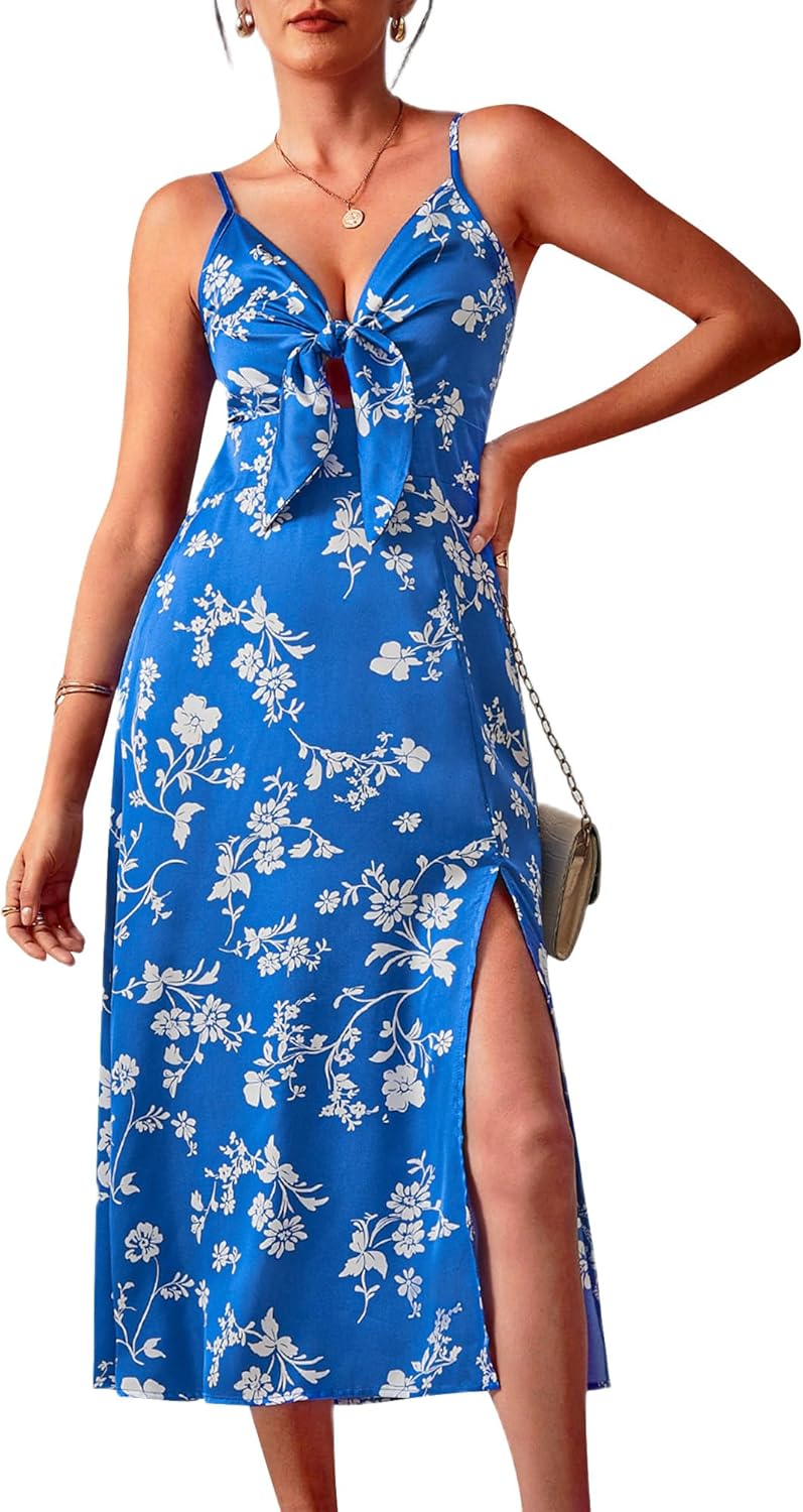 Fashionme Women Spaghetti Strap Midi Satin Dress for All Occasions