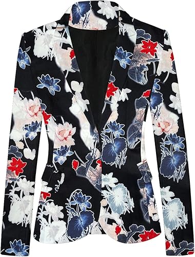 Luvamia Women's Long Sleeve Formal Notch Lapel Blazer Jacket