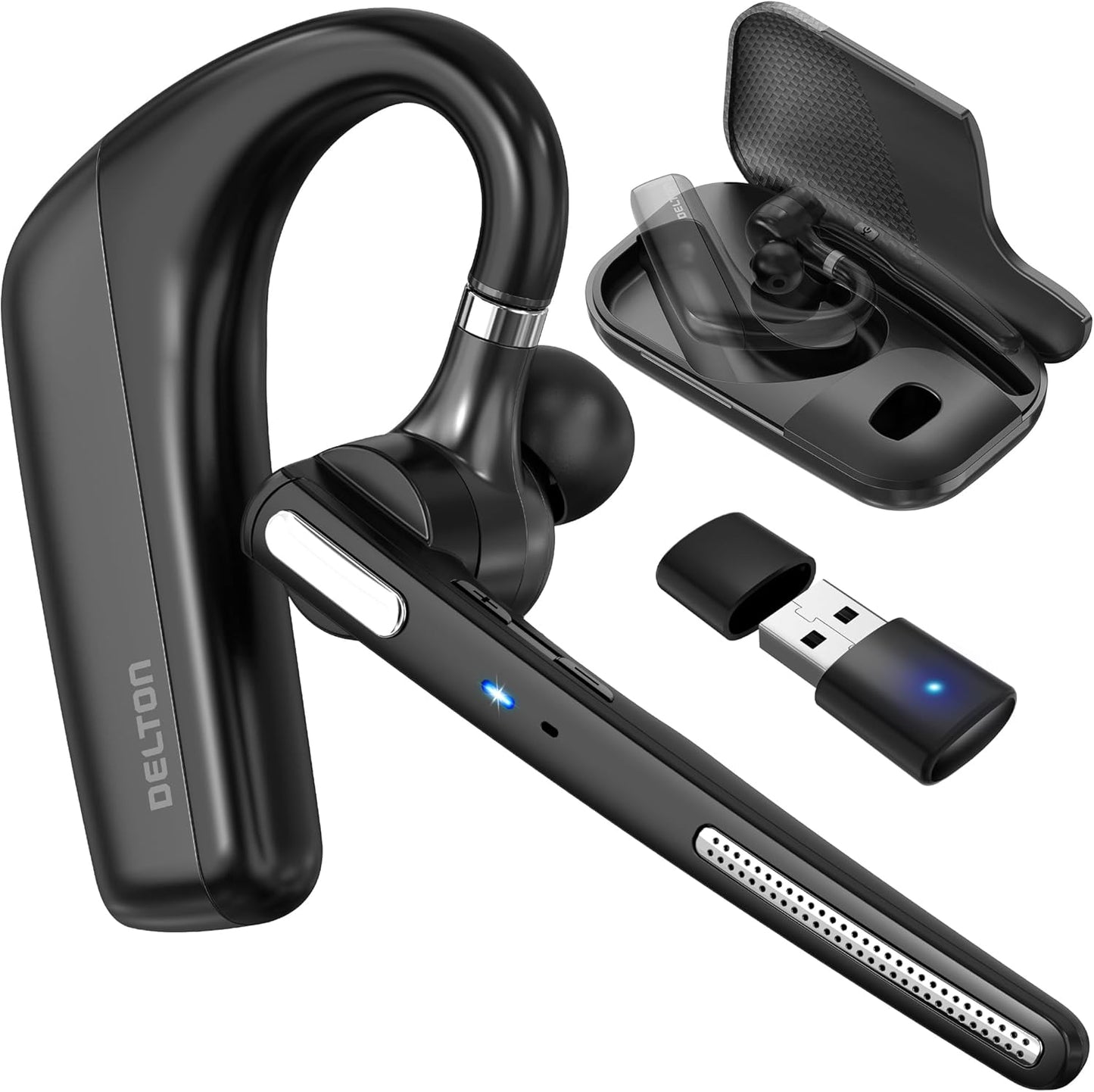 Delton Ultralight Bluetooth Headset - Noise Cancelling Mic, PC/Laptop Compatibility