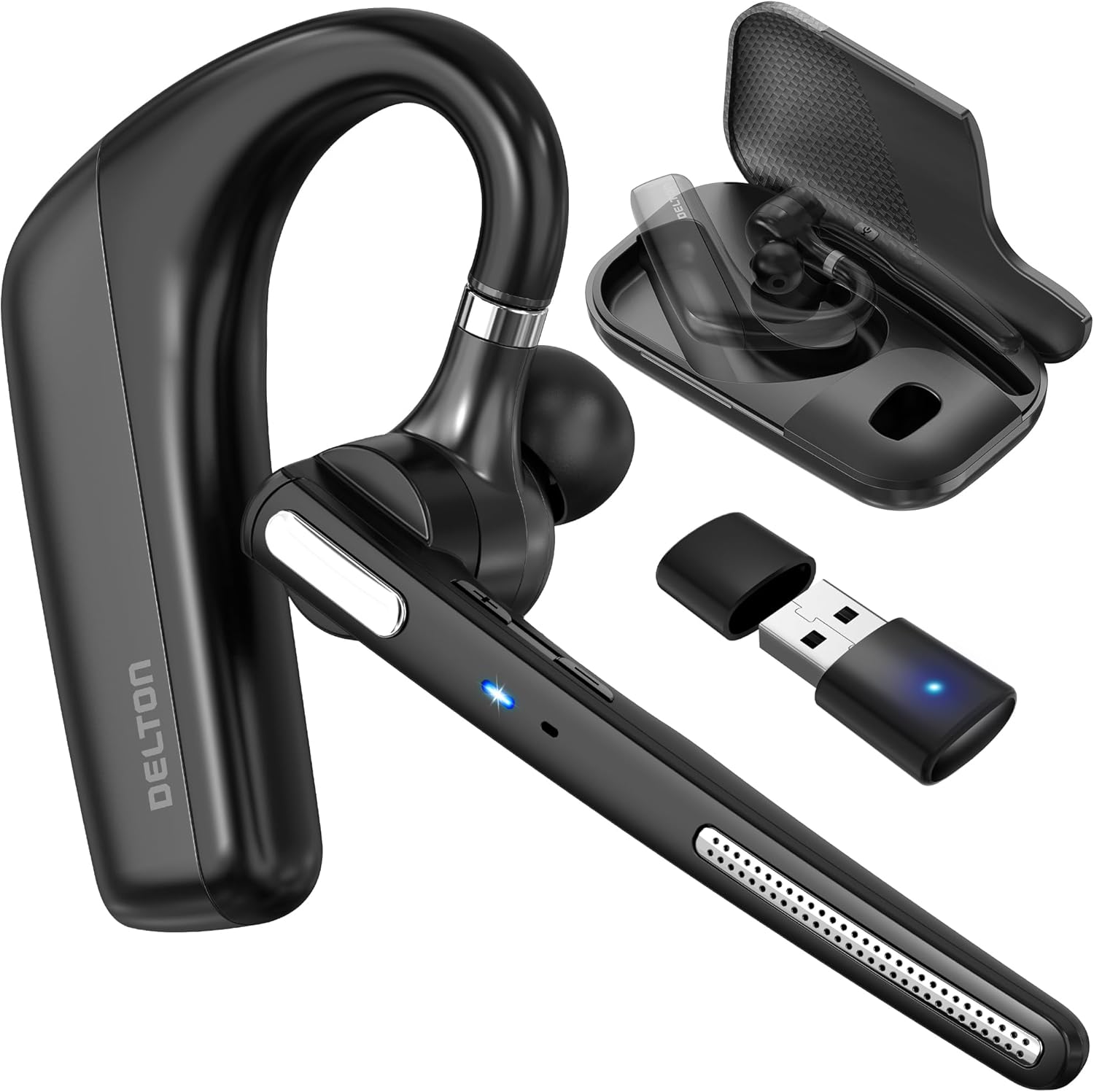 Delton Ultralight Bluetooth Headset - Noise Cancelling Mic, PC/Laptop Compatibility