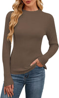 QACOHU Womens Fall Long Sleeve Ribbed Knit Sweater - Slim Fit Staple